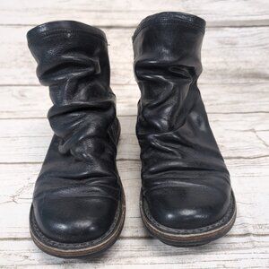 Trippen Black Leather Slip On Asymmetrical Chelsea Boots